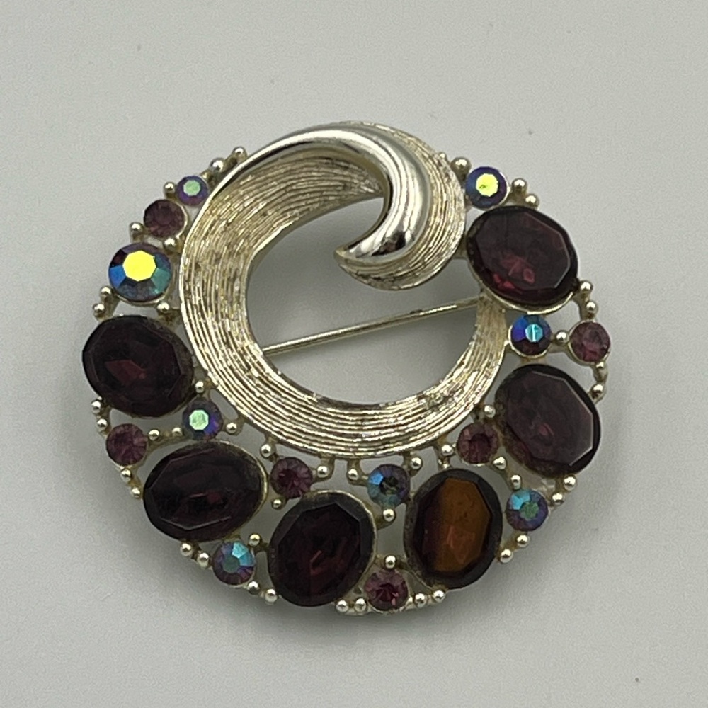 Vintage Silver and Purple Brooch